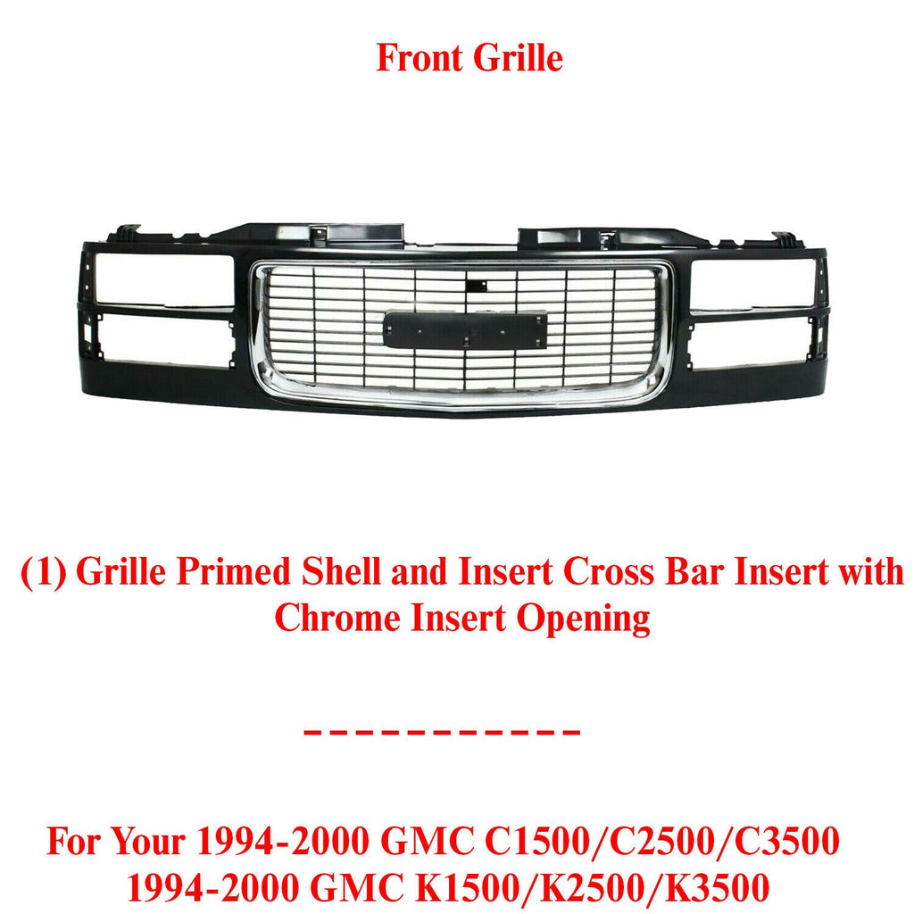 Front Grille Chrome For 1994-2000 GMC C/K Series / 1994-1999 GMC Yukon