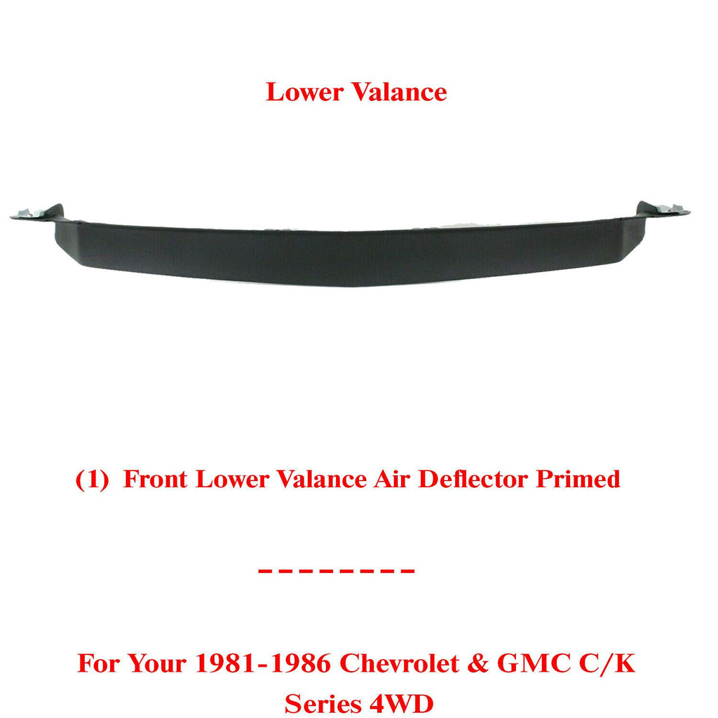 Front Lower Valance Air Deflector Primed For 81-86 Chevy & GMC C/K Series 4WD