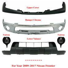 Load image into Gallery viewer, Front Bumper Chrome + Cover + Valance + Foglamps For 2009-2017 Nissan Frontier