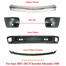 Load image into Gallery viewer, Front Bumper Chrome + Ends + Valance + Extension For 2007-2013 Chevrolet 1500