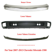 Load image into Gallery viewer, Front Bumper Chrome + Lower Valance + Extension For 2007-13 Chevy Silverado 1500