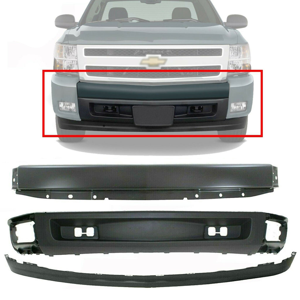 Front Bumper Primed + Valance + Extension For 2007-2013 Chevrolet