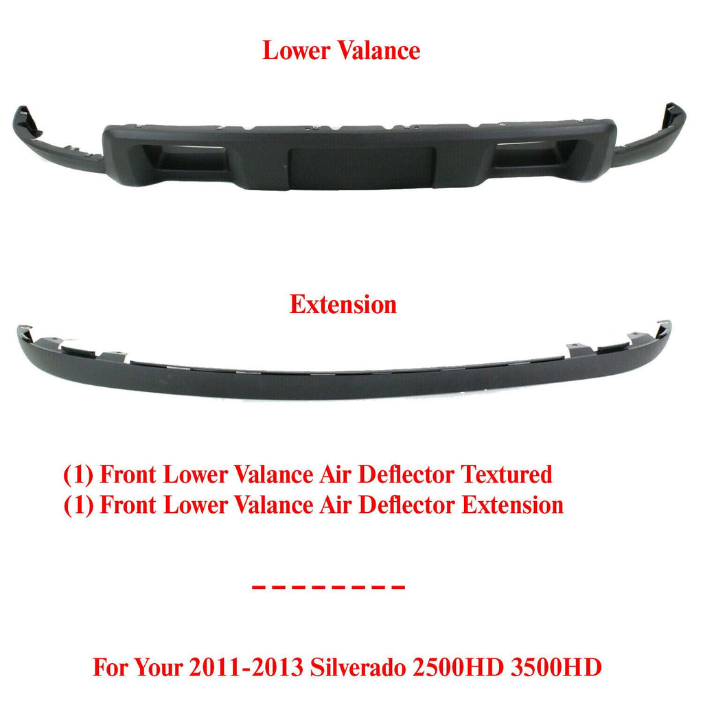 Front Lower Valance and Extension Textured For 11-13 Silverado 2500HD 3500HD