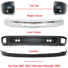 Load image into Gallery viewer, Front Bumper Chrome + Valance + End Cap Kit For 2007-2013 Chevy Silverado 1500