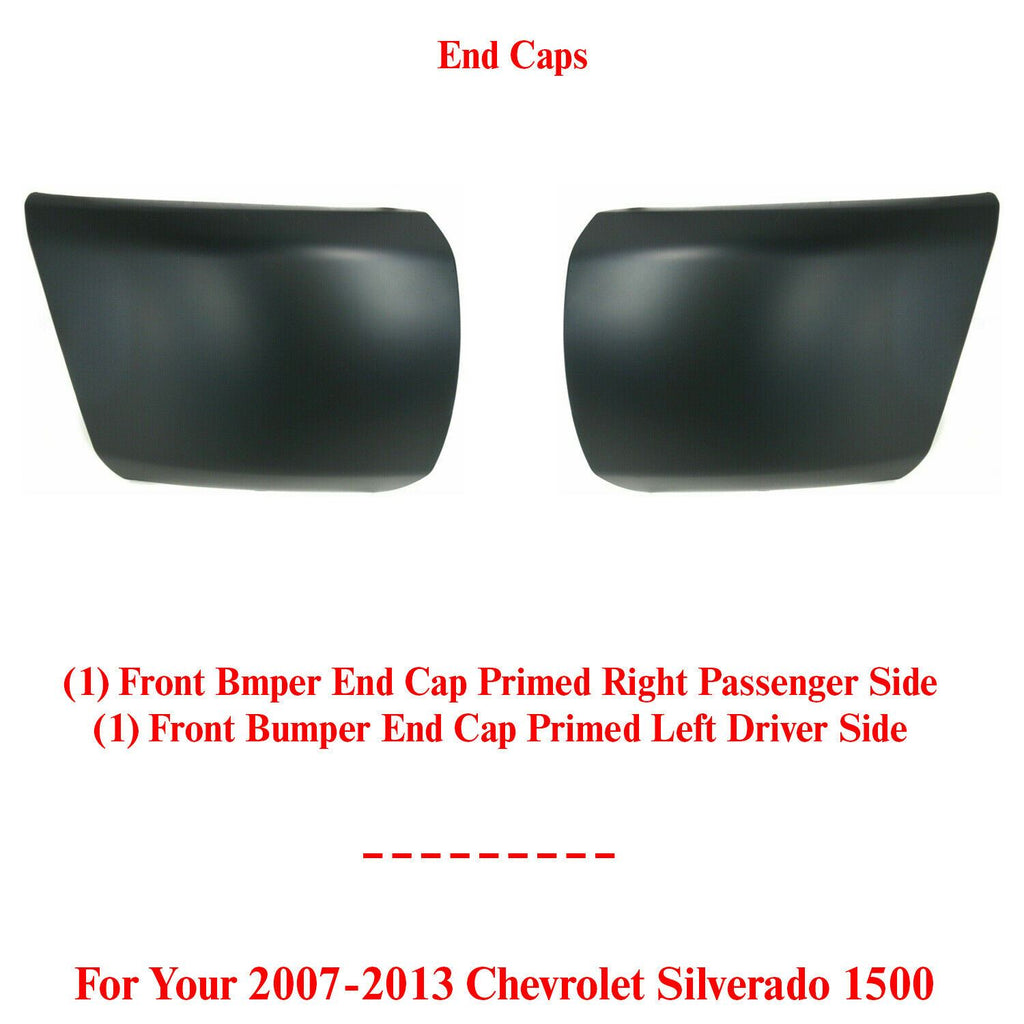 Set Of  2 Front Bumper End Caps Primed For 2007-2013 Chevy Silverado 1500