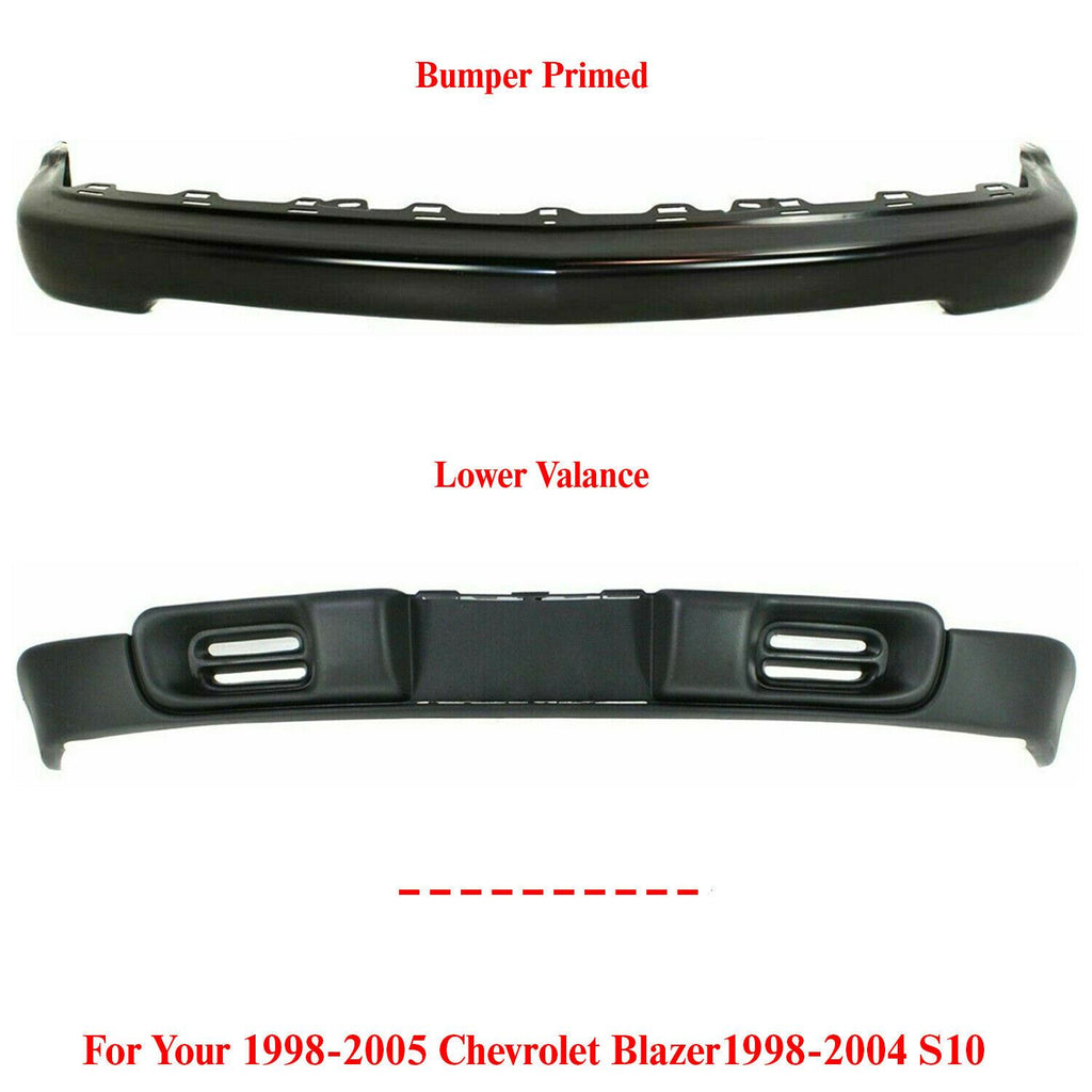 Front Bumper Primed and Valance For 98-05 Chevrolet Blazer /98-2004 S10 Pickup