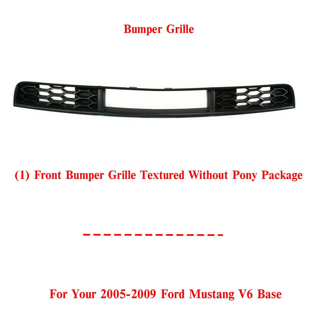 Front Bumper Lower Grille Cover for 2005 - 2009 Ford Mustang V6 Base Model