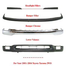 Load image into Gallery viewer, Front Bumper Chrome+ Upper Cover+Valance +Filler For 2001-2004 Toyota Tacoma 2WD