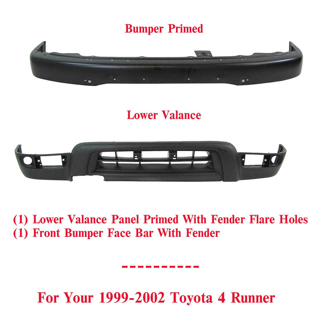 Front Bumper Face Bar and Lower Valance with Flare Hole For 99-02 Toyota 4Runner