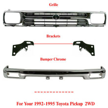 Load image into Gallery viewer, Front Bumper Chrome + Grille + Bracket Kit For 1992-95 Toyota Pickup Truck 2wd