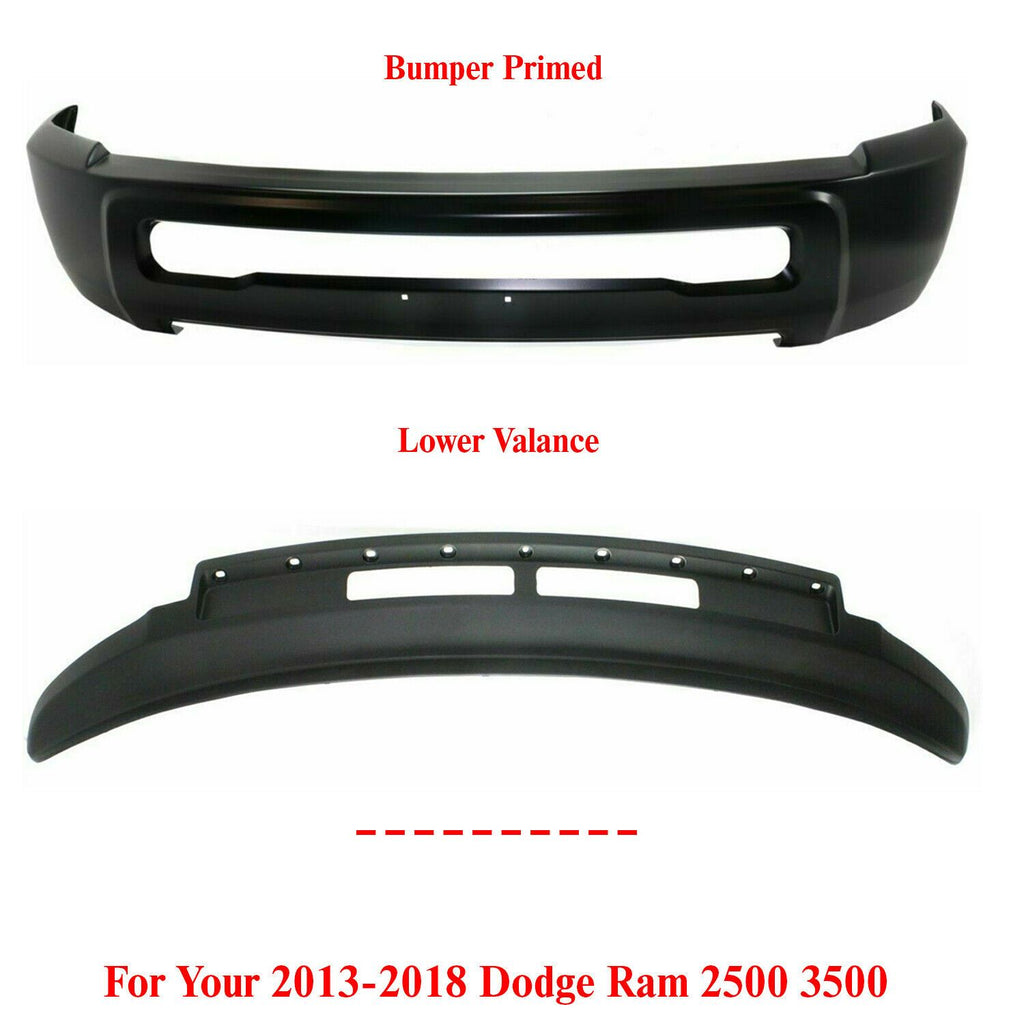 Front Bumper Primed Steel With Lower Valance For Dodge Ram 2013-2018 2500 3500