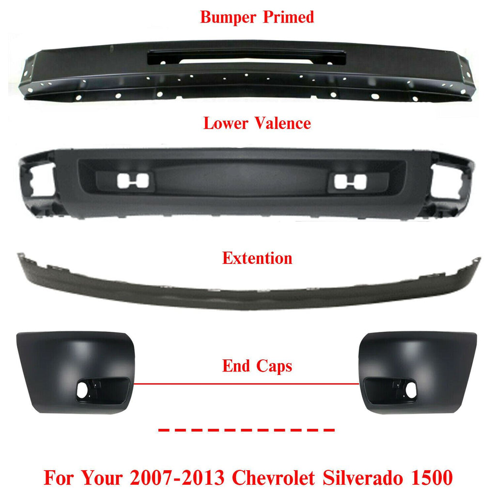 Front Bumper Face Bar Kit with Fog for 2007- 2013 Chevy Silverado 1500 Series