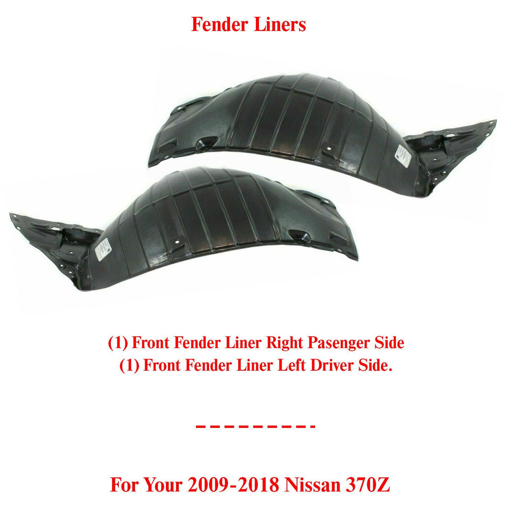 Front Fender Liner Front Section Driver&Pasenger Side For 2009-2018 Nissan 370Z