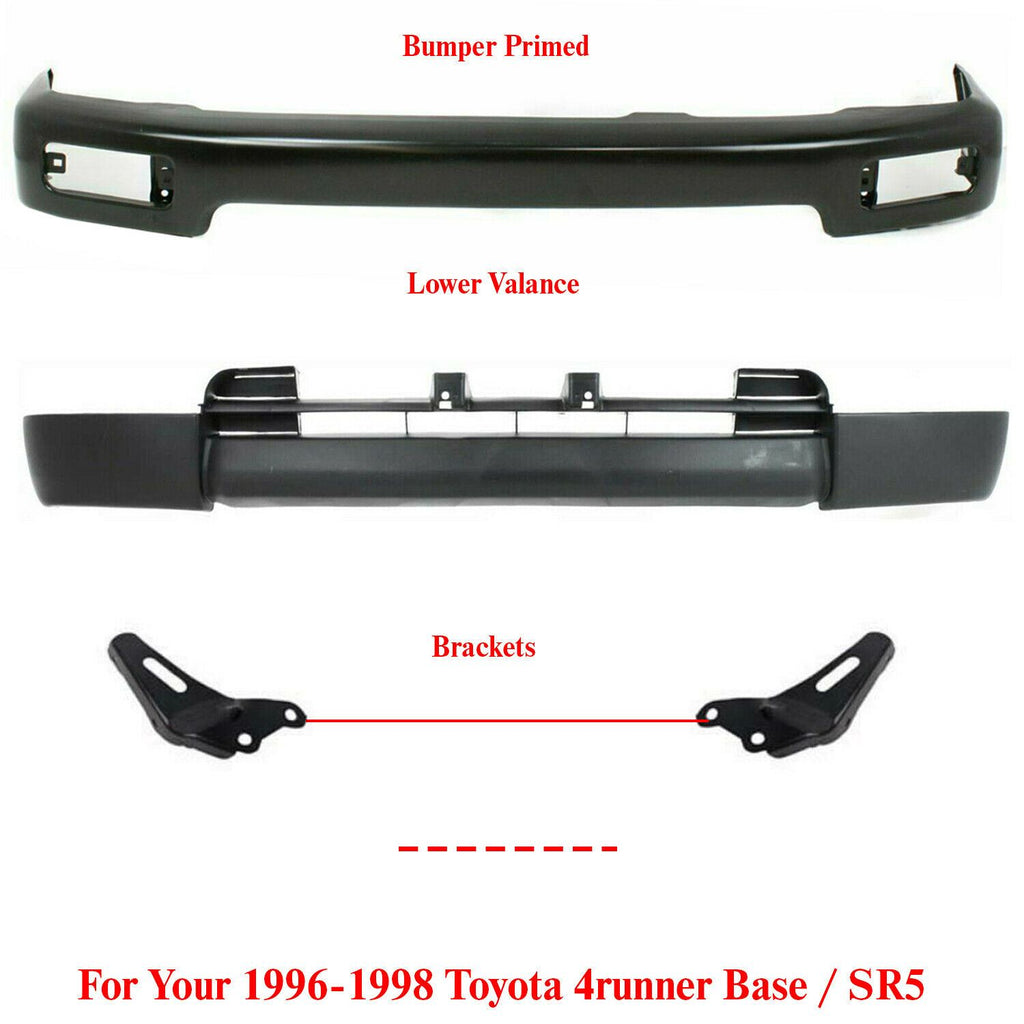 Front Bumper Primed Steel + Valance Bracket For 96-98 Toyota 4runner Base / SR5