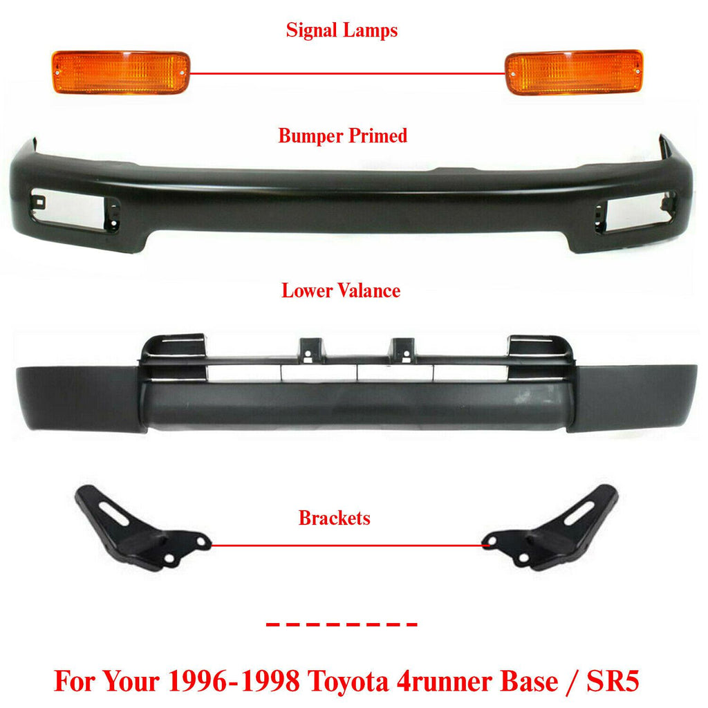 Front Bumper Primed Steel+Valance+Brkt+signal For 96-98 Toyota 4runner Base/SR5