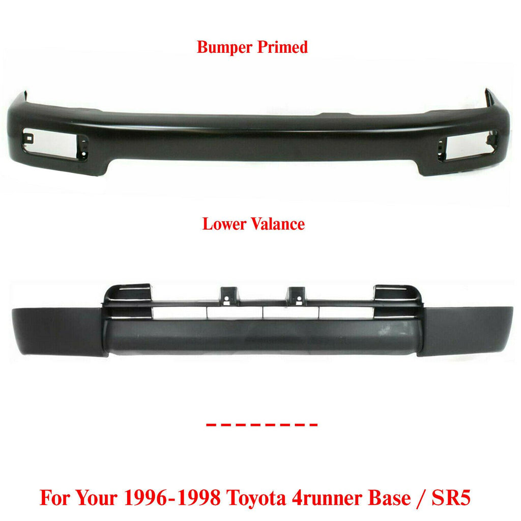 Front Bumper Primed Steel + Lower Valance For 1996-98 Toyota 4runner Base / SR5