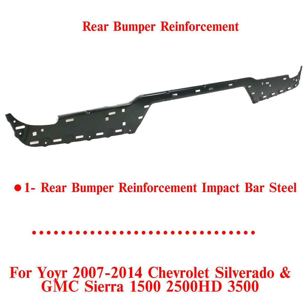Rear Bumper Reinforcement Impact Bar For 2007-14 Silverado & Sierra 1500-3500 HD