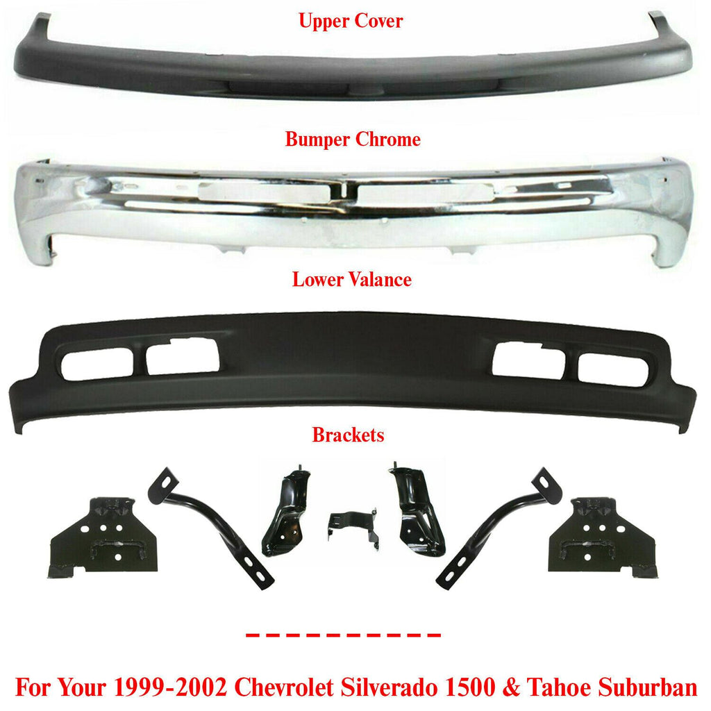 Front Bumper Chrome Steel Valance Bracket For 1999-02 Chevy Silverado 1500 Tahoe