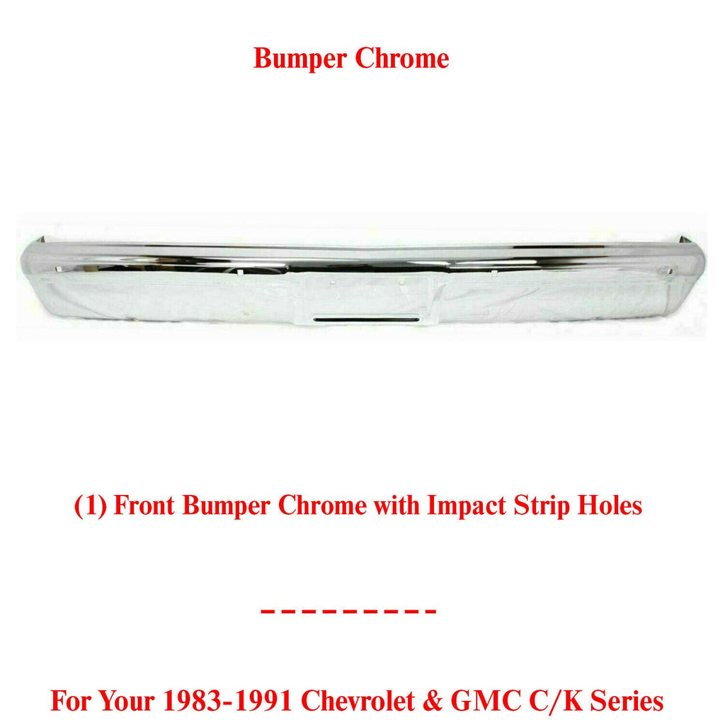 Front Bumper Chrome Steel For 1983-1991 Chevrolet and GMC C/K Series