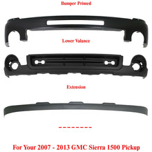 Load image into Gallery viewer, Front Bumper Primed + Lower Valance + Extension For 2007-2013 GMC Sierra 1500