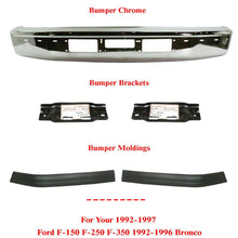 Load image into Gallery viewer, Front Bumper Chrome + Molding + Brackets For 92-96 Ford Bronco/ 92-97 F-150-F-350