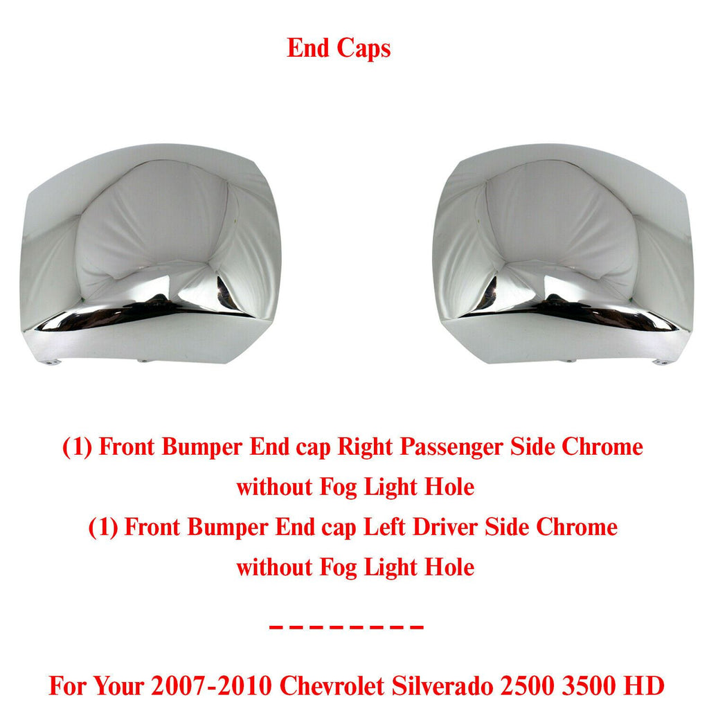 Front Bumper End Cap Chrome For 2007-2010 Chevrolet Silverado 2500 3500 HD