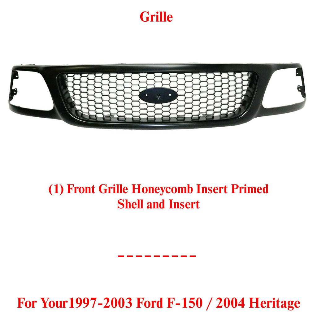 Front Grille Primed Honeycomb Insert For 97-03 Ford F-150 / 2004 Heritage Models