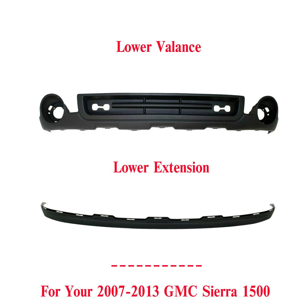 Front Lower Valance Textured & Extension Textured For 2007-2013 GMC Sierra 1500