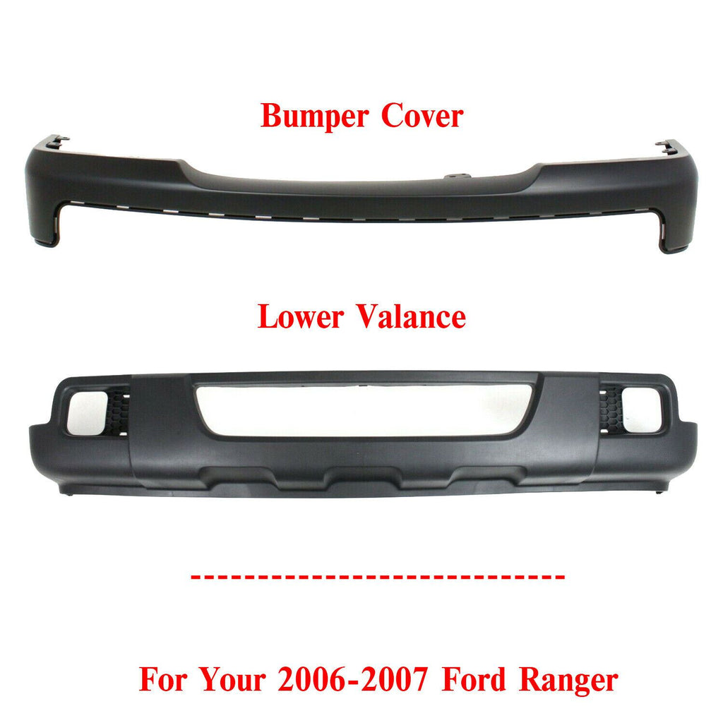 Front Bumper Cover Primed + Lower Valance Textured For 2006-2007 Ford Ranger