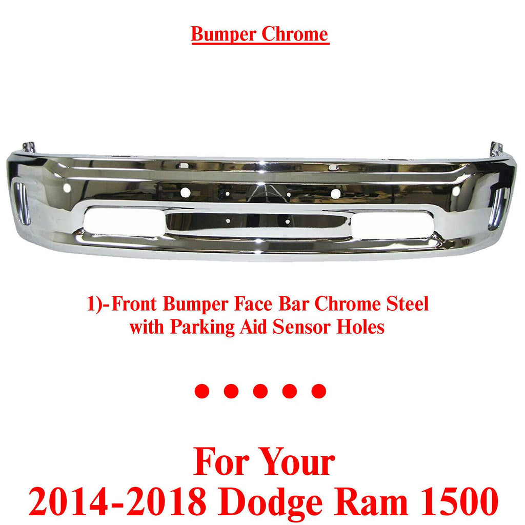 Front Bumper Lower Chrome with Fog Light Holes For 2014-2018 Ram 1500