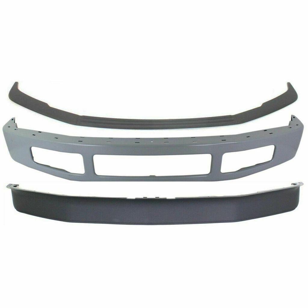 Front Bumper Primed + Lower Valance + Bumper Molding For 08-10 Ford F-Series 4WD