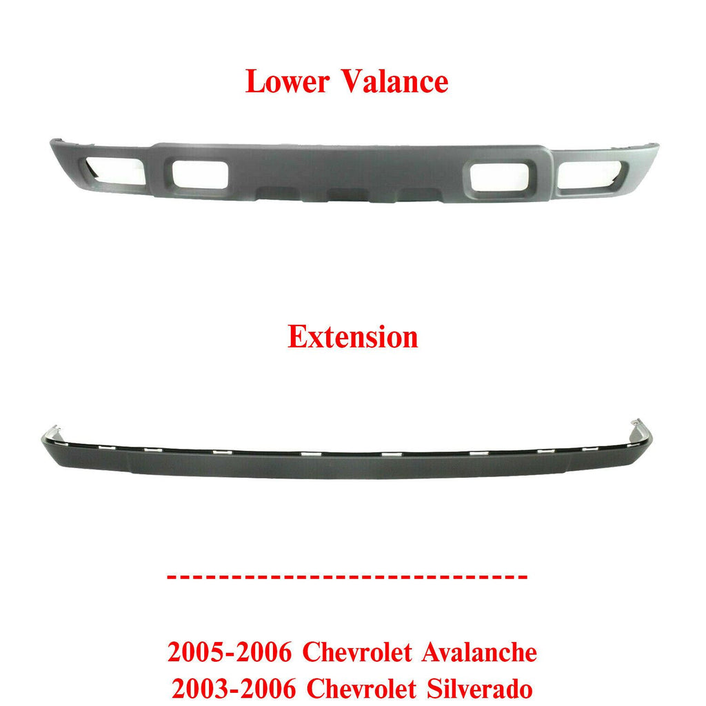 Front Lower Valance + Extension For 2005-06 Chevrolet Avalanche/ 03-06 Silverado