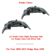 Load image into Gallery viewer, Front Splash Shield Inner Fender Liners For 2009-2012 Dodge Ram 1500