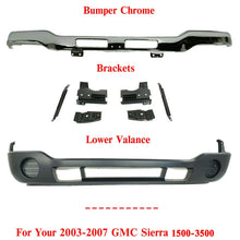 Load image into Gallery viewer, Front Chrome Steel Bumper w/ Brackets + Valance For 03-07 GMC Sierra 1500 - 3500