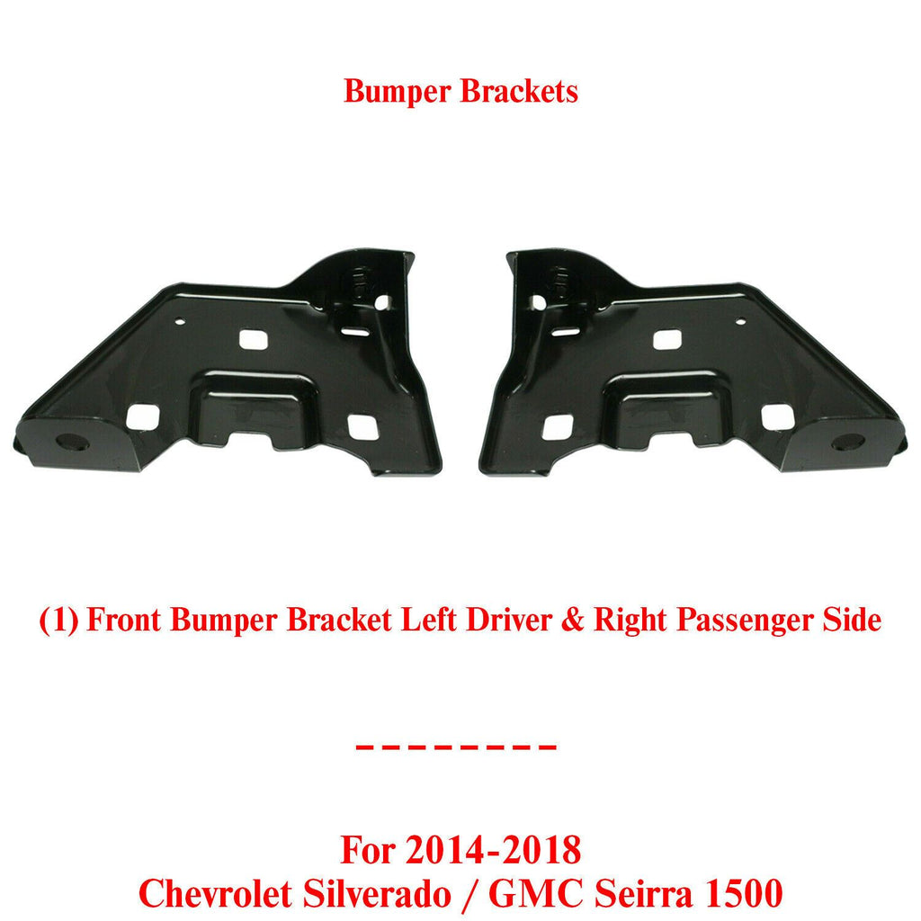 Front Bumper Inner Brackets Set For 14-18 Chevrolet Silverado / GMC Seirra 1500