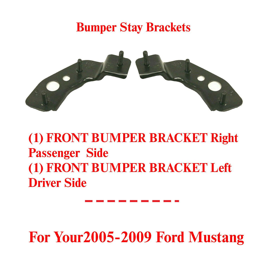 Front Bumper Side Bracket Set Steel Right and Left Side For 05-09 Ford Mustang