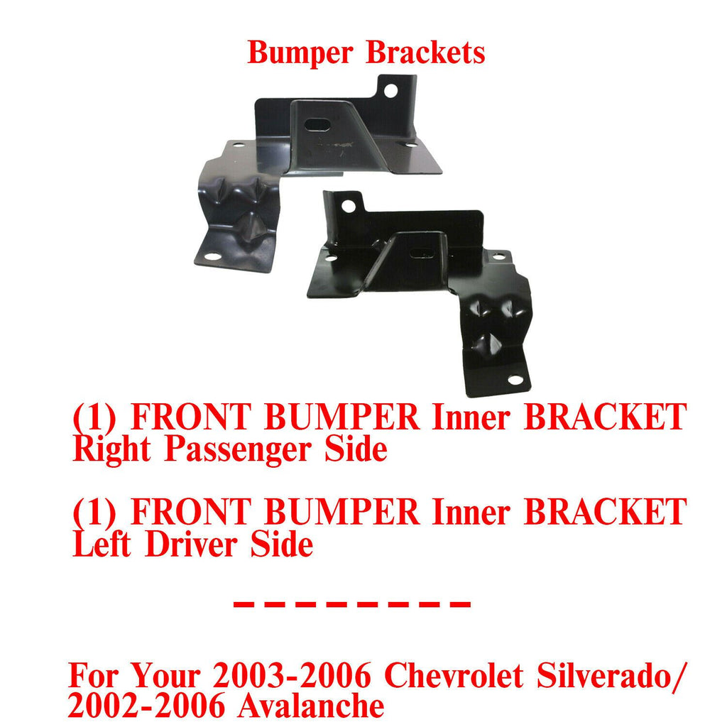 Front Bumper Inner Bracket Set For 2003-2006 Chevrolet Silverado/02-06 Avalanche