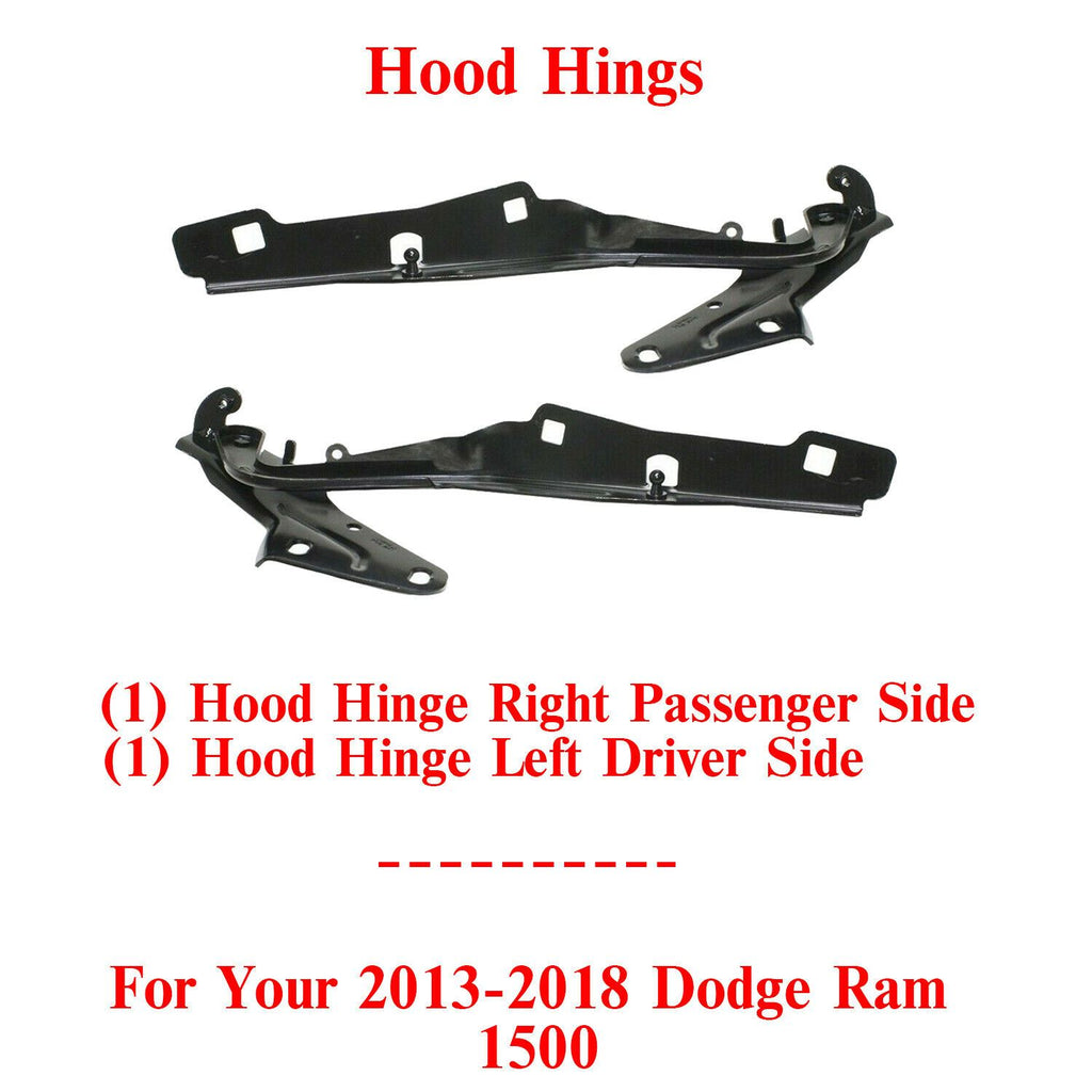 Hood Hinges Set of 2 Driver & Passenger Side Pair For 2009-2018 Dodge Ram 1500