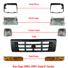 Load image into Gallery viewer, Front Grille Bezel Headlight Corner Signal Light for 92-97 F150 F250 Pickup 9pcs