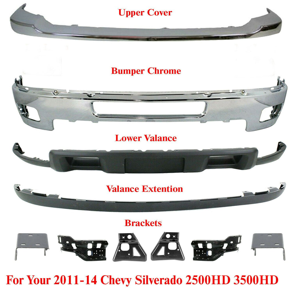 Front Bumper Chrome Kit For 2011-2014 Chevrolet Silverado 2500HD 3500