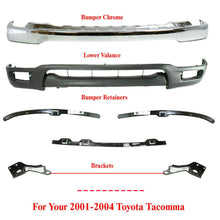 Load image into Gallery viewer, Front Bumper Chrome Kit with Brackets &amp; Retainer Set For 2001-2004 Toyota Tacoma