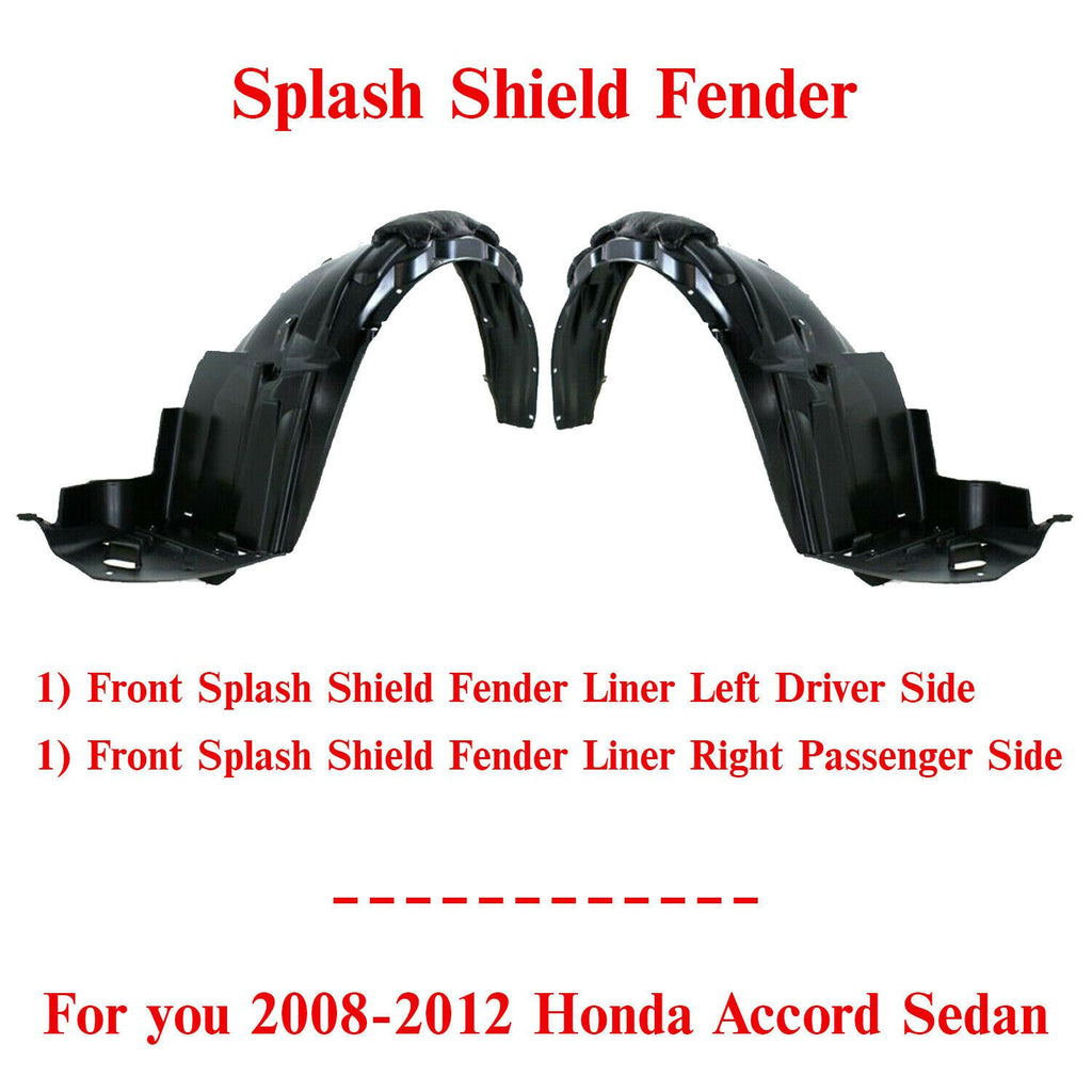 Front Fender Liners Left & Right Set For 2008-2012 Honda Accord US Made Sedan