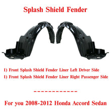 Load image into Gallery viewer, Front Fender Liners Left &amp; Right Set For 2008-2012 Honda Accord US Made Sedan