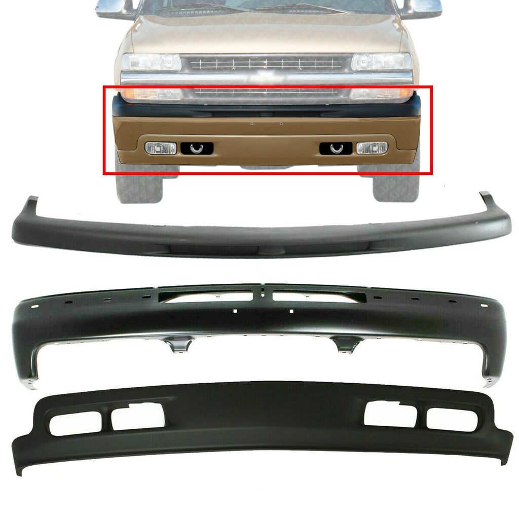 Front Bumper Primed +Filler + Valance For 1999-2002 Silverado 1500 / 00-04 Tahoe