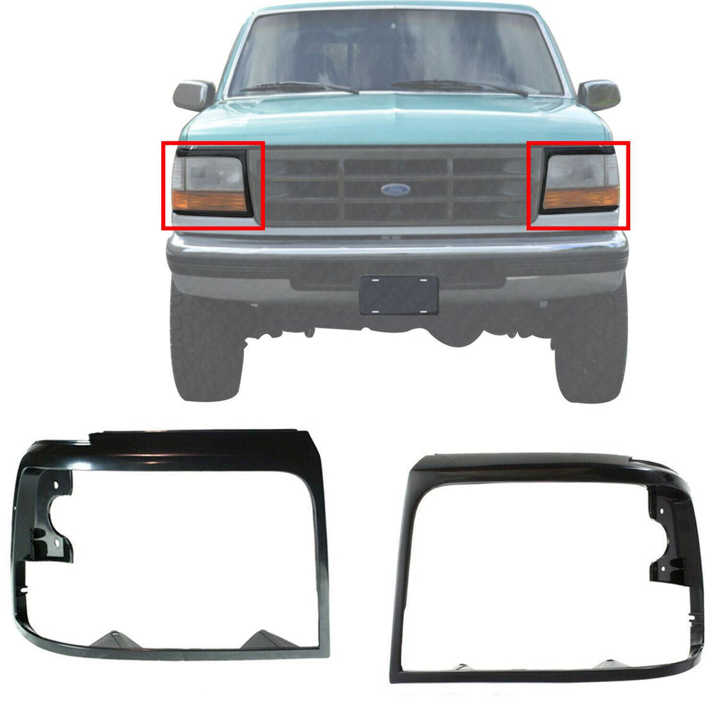 Headlight Bezel Trim Primed For 1992-1997 Ford F-150 F-250 F-350 / 92-96 Bronco