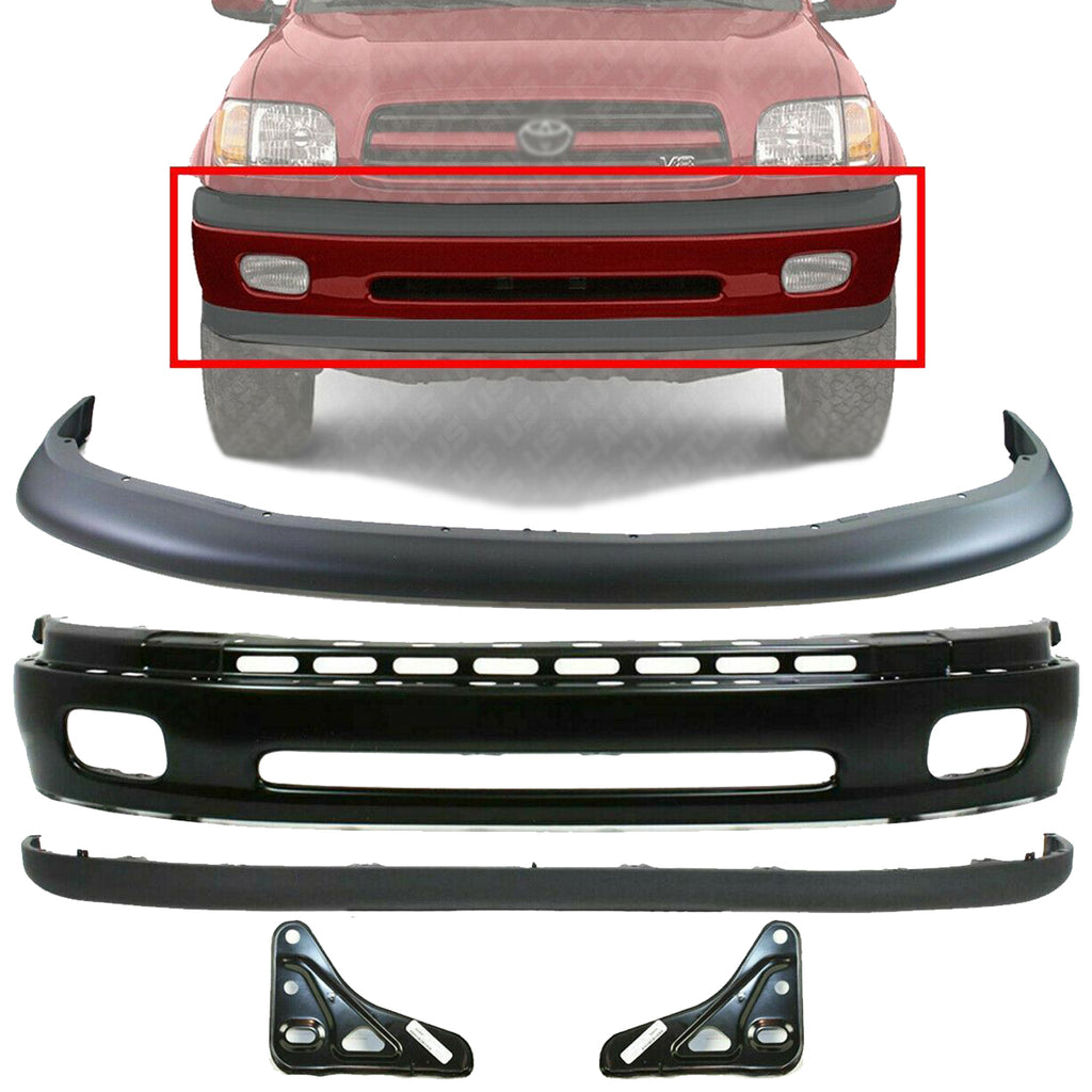 Front Bumper Steel Primed +Upper + Valance + Bracket For 2000-2006 Toyota Tundra
