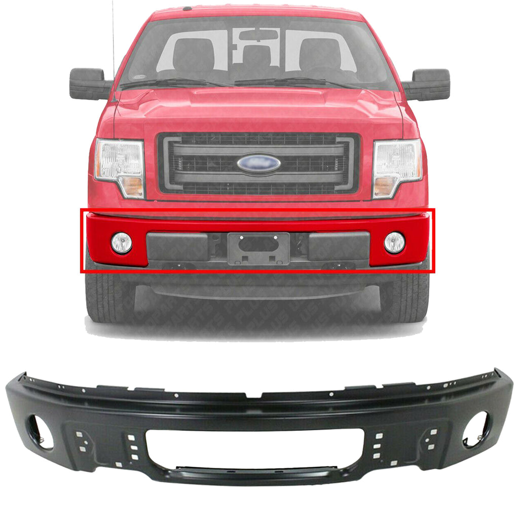 Front Bumper Steel Primed With Fog Light Holes For 2009-2014 Ford F-150