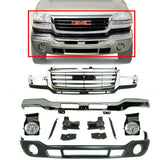 Front Bumper + Brackets Valance Grille Fog Lights For 03-006 Sierra 2500HD 3500