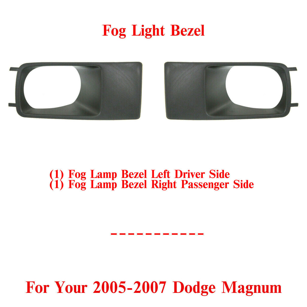 Front Fog Light Bezel Set Textured Right & Left Side For 2005-2007 Dodge Magnum
