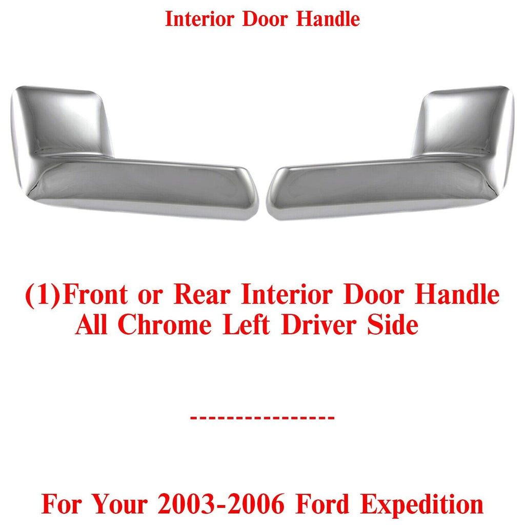 Front & Rear Left Side Interior Door Handle Chrome For 2003-2006 Ford Expedition